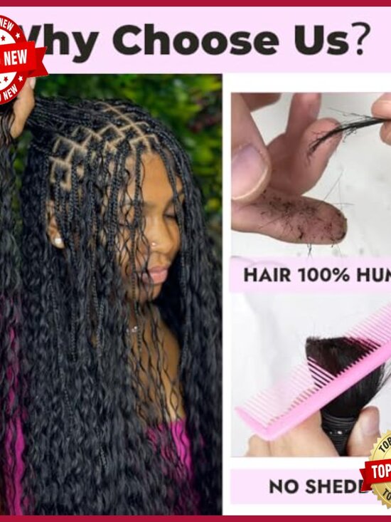 20 Inch Deep Wave Human Hair Extensions for Boho Braids 100G main image 5